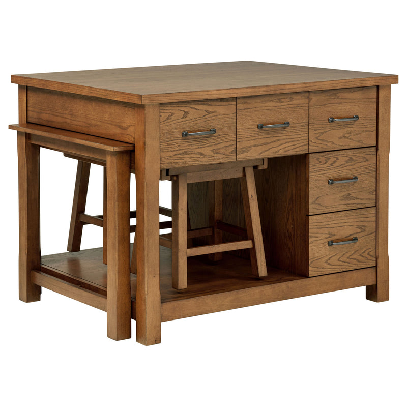 Isla de cocina Mayfair de 3 piezas con mesa extensible de roble oscuro