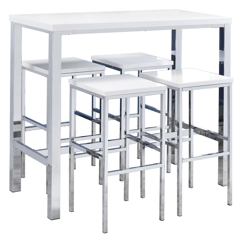 Juego de mesa de bar de altura de pub Natividad de 5 piezas, blanco de alto brillo