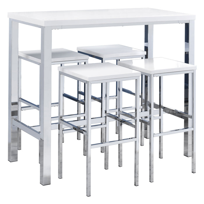 Natividad  Bar Set White High Gloss and Chrome