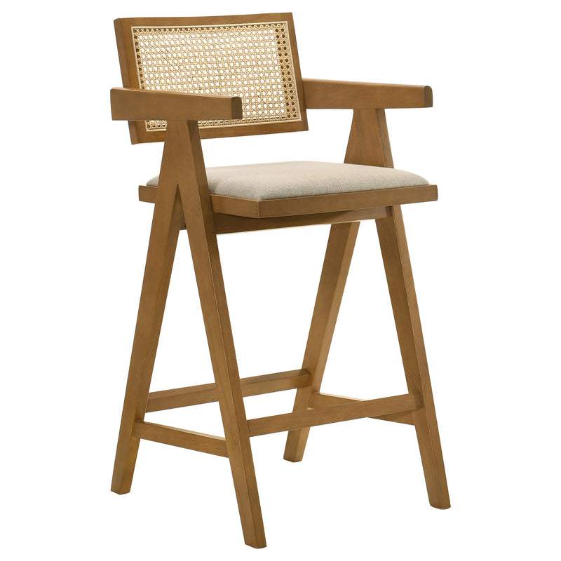 Silla de barra Kane de ratán tejido de madera, nogal claro (juego de 2)