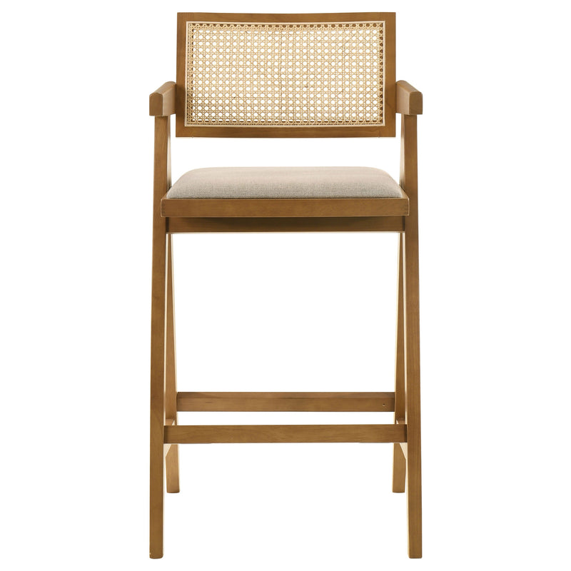 Silla de barra Kane de ratán tejido de madera, nogal claro (juego de 2)