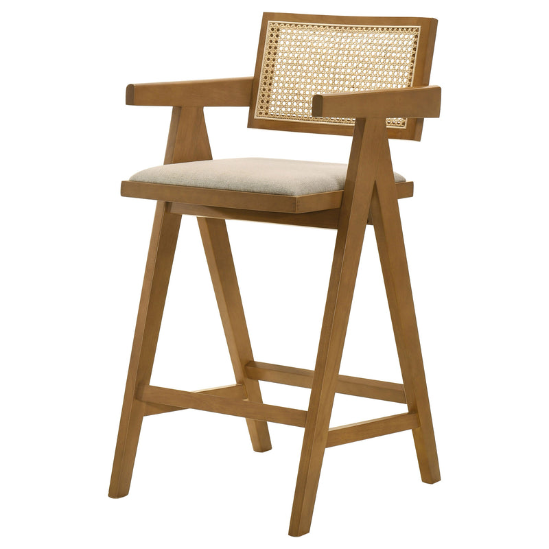 Silla de barra Kane de ratán tejido de madera, nogal claro (juego de 2)
