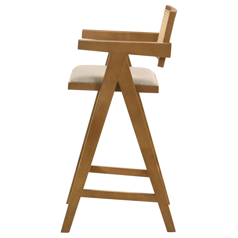 Silla de barra Kane de ratán tejido de madera, nogal claro (juego de 2)