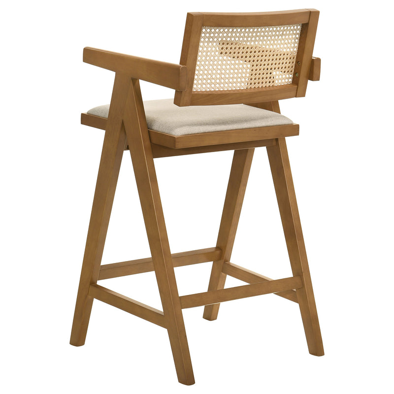 Silla de barra Kane de ratán tejido de madera, nogal claro (juego de 2)