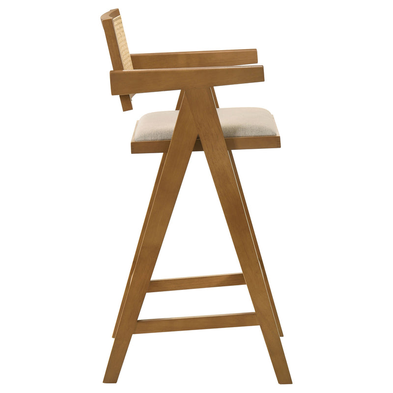 Silla de barra Kane de ratán tejido de madera, nogal claro (juego de 2)