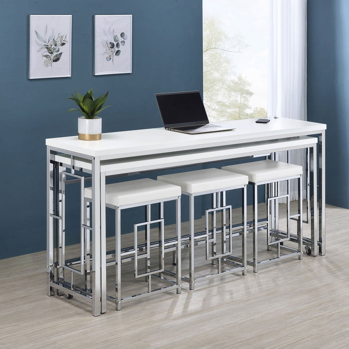 Jackson  Multipurpose Counter Height Table Set White and Chrome