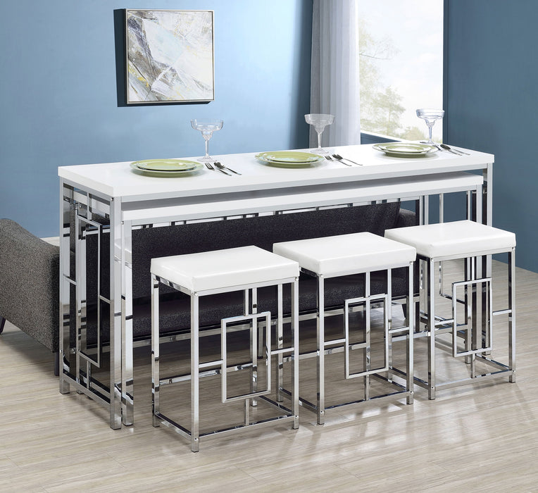 Jackson  Multipurpose Counter Height Table Set White and Chrome