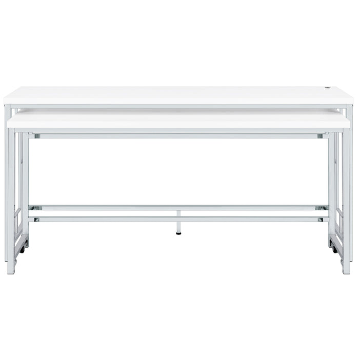 Jackson  Multipurpose Counter Height Table Set White and Chrome