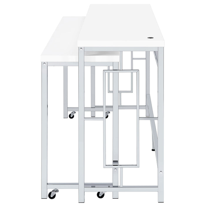 Jackson  Multipurpose Counter Height Table Set White and Chrome