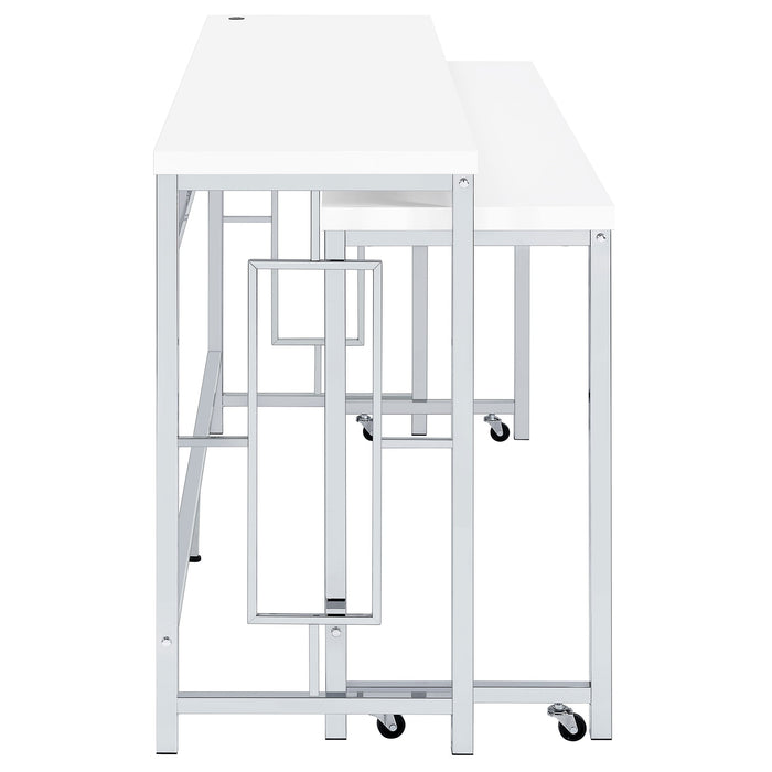 Jackson  Multipurpose Counter Height Table Set White and Chrome