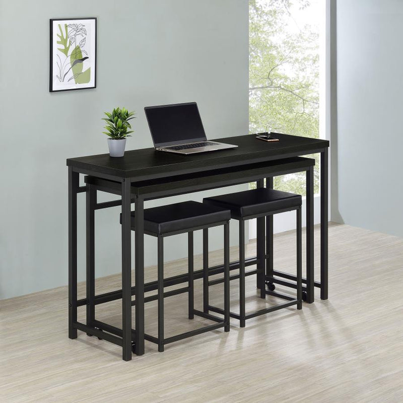 Juego de mesa multiusos Hawes de 4 piezas con altura de encimera en color negro