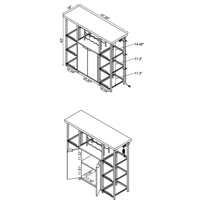 Mueble bar de 2 puertas Gallimore con almacenaje para vinos, blanco de alto brillo