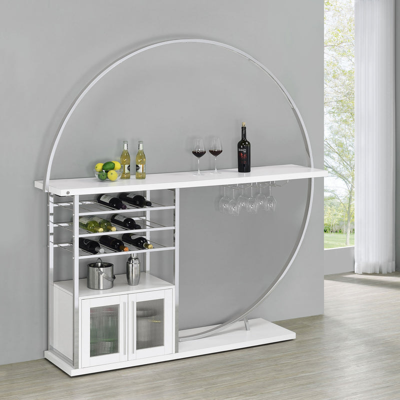 Vitrina de vino circular Risley de 2 puertas con LED y acabado de alto brillo
