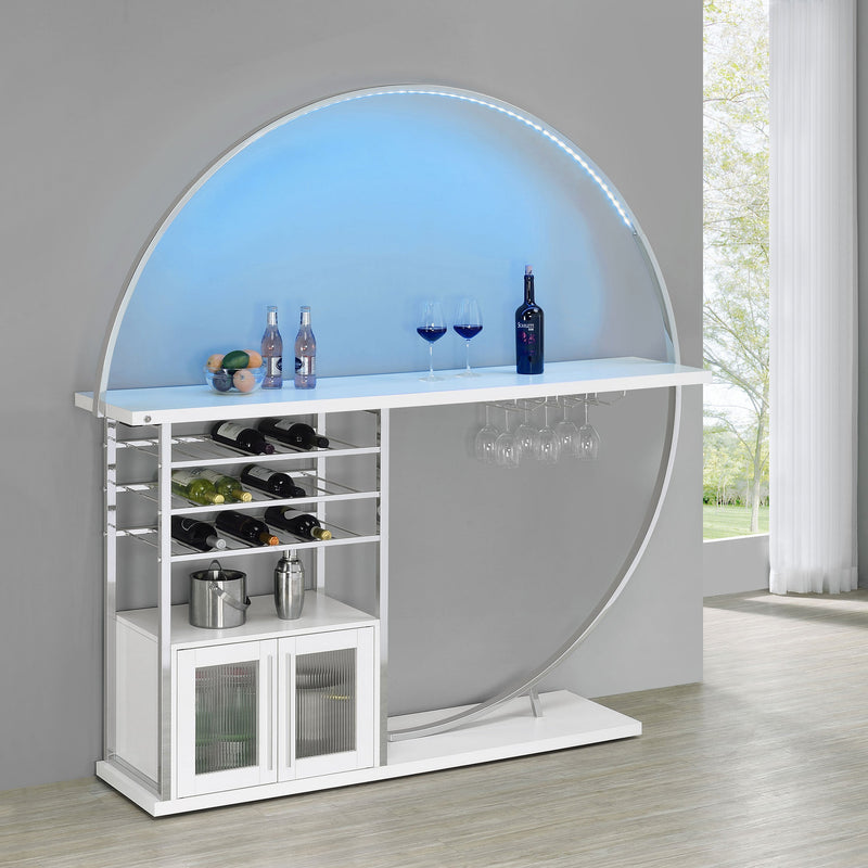 Vitrina de vino circular Risley de 2 puertas con LED y acabado de alto brillo