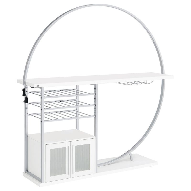 Vitrina de vino circular Risley de 2 puertas con LED y acabado de alto brillo