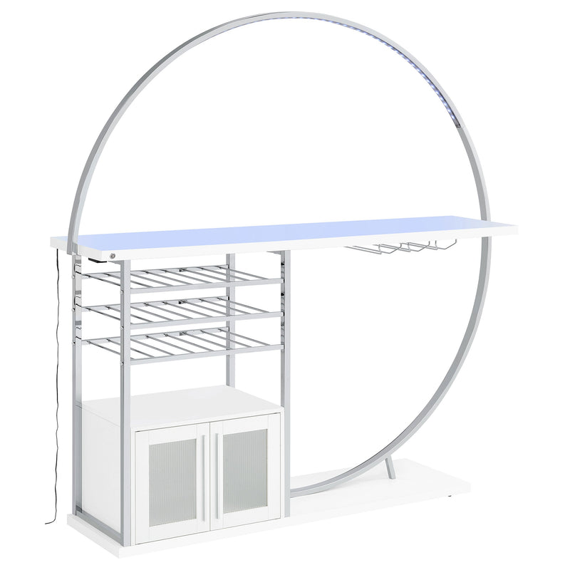 Vitrina de vino circular Risley de 2 puertas con LED y acabado de alto brillo