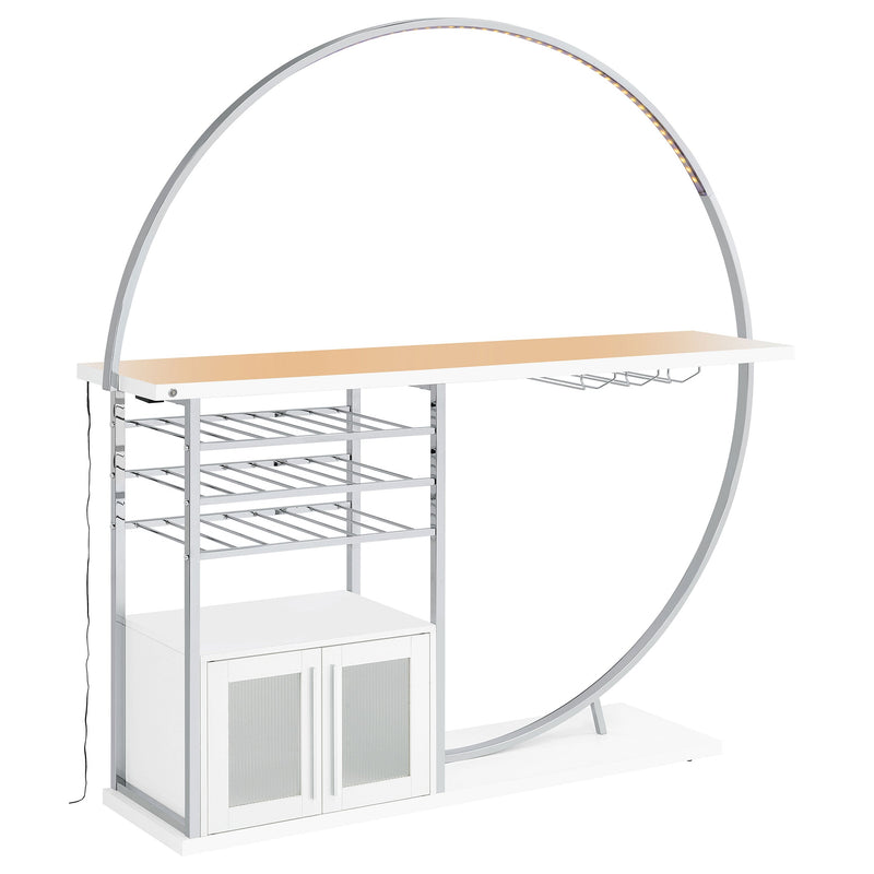 Vitrina de vino circular Risley de 2 puertas con LED y acabado de alto brillo