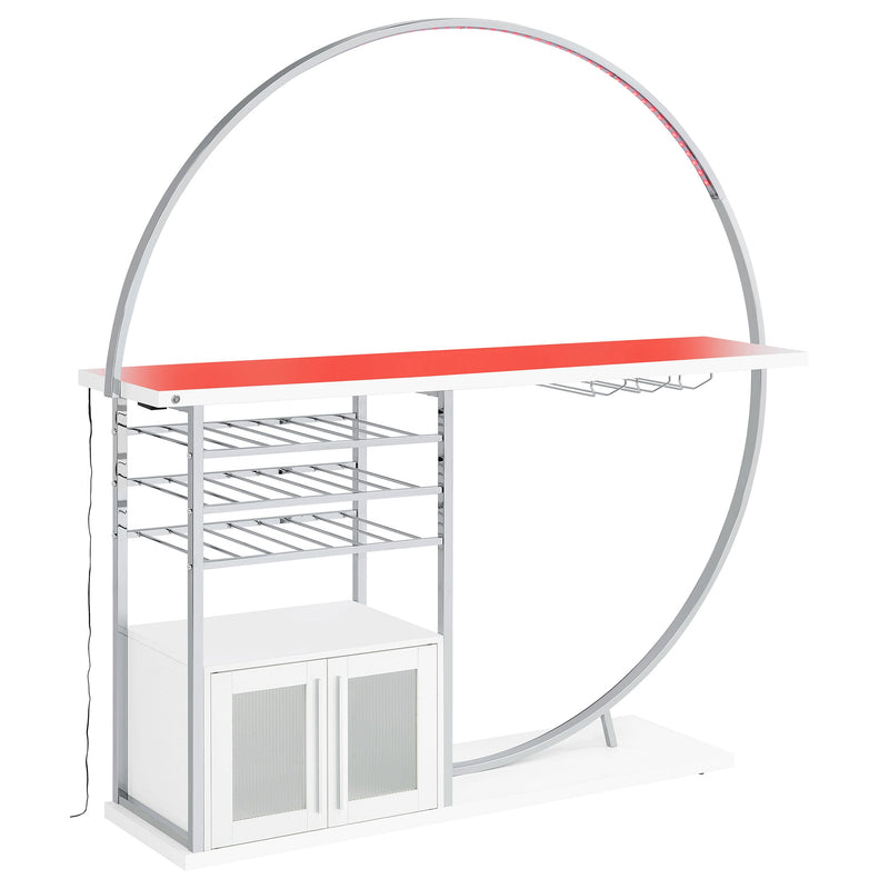 Vitrina de vino circular Risley de 2 puertas con LED y acabado de alto brillo