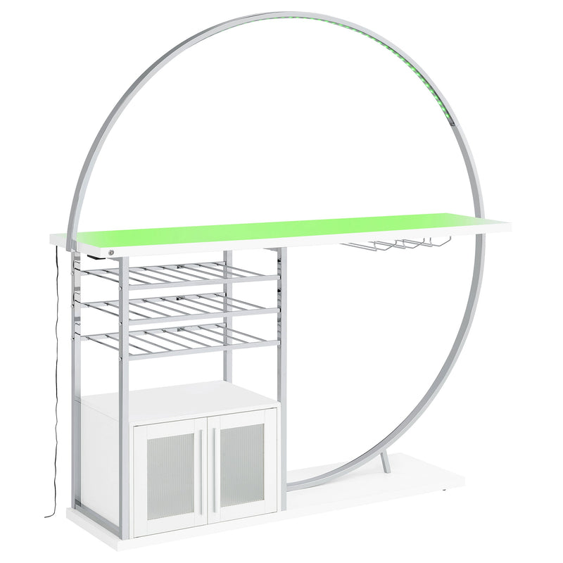 Vitrina de vino circular Risley de 2 puertas con LED y acabado de alto brillo