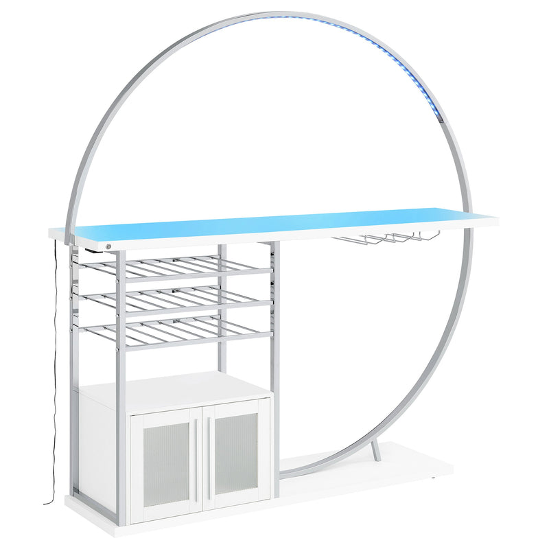 Vitrina de vino circular Risley de 2 puertas con LED y acabado de alto brillo