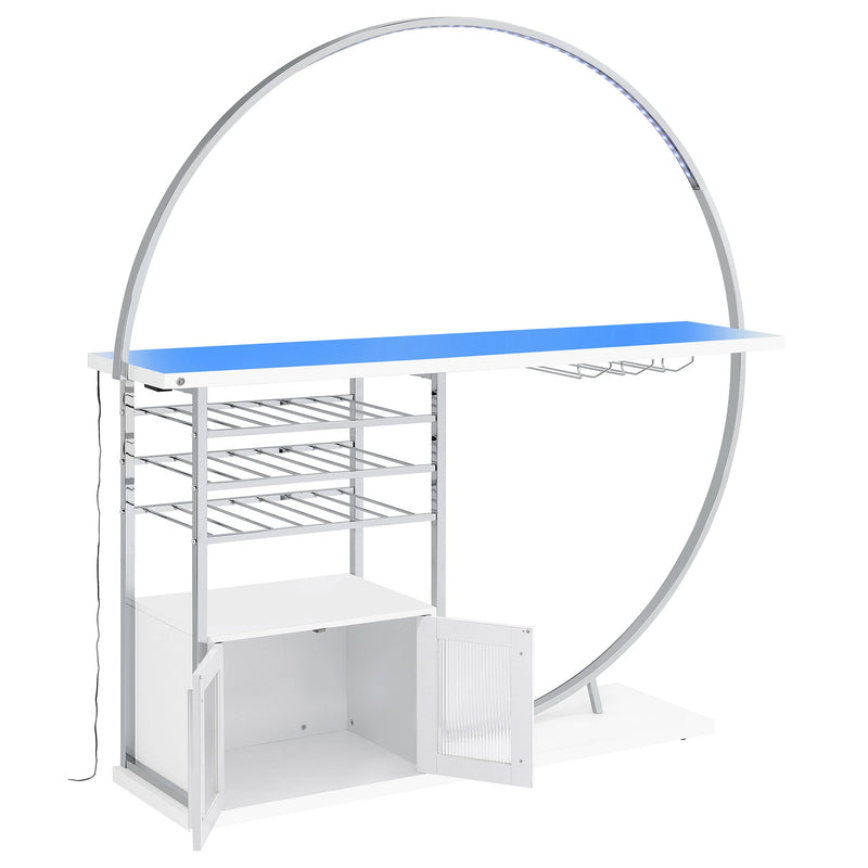 Vitrina de vino circular Risley de 2 puertas con LED y acabado de alto brillo