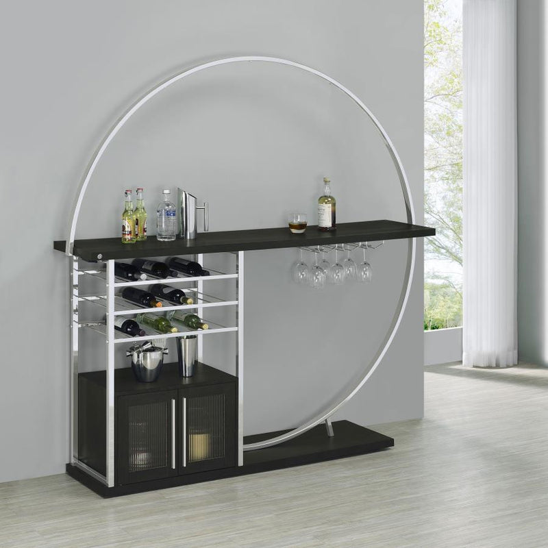 Vitrina de vino circular Risley de 2 puertas con LED y acabado de alto brillo