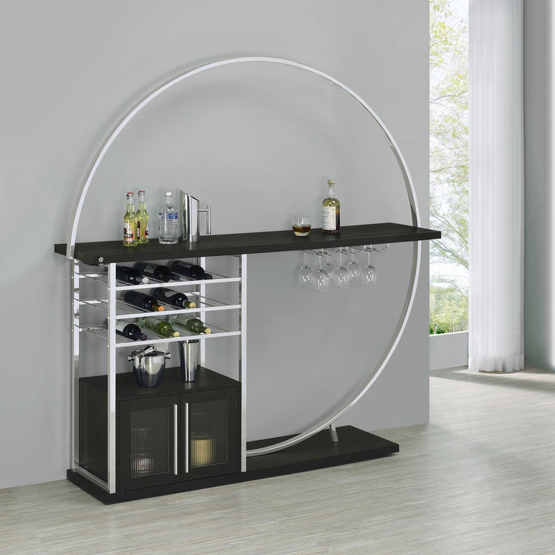 Vitrina de vino circular Risley de 2 puertas con LED y acabado de alto brillo