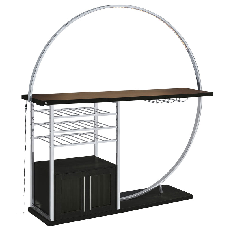 Vitrina de vino circular Risley de 2 puertas con LED y acabado de alto brillo
