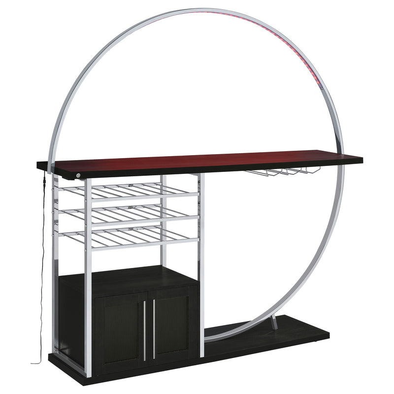 Vitrina de vino circular Risley de 2 puertas con LED y acabado de alto brillo