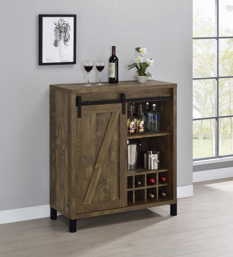 Mueble Bar con Puerta Corredera Arlington, Gabinete para Vinos Roble Rústico