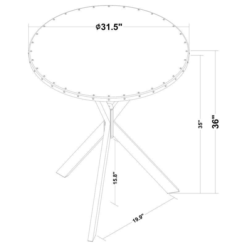 Mesa de bar de bistró de acero galvanizado redonda Kenzo de 32 pulgadas, plateada