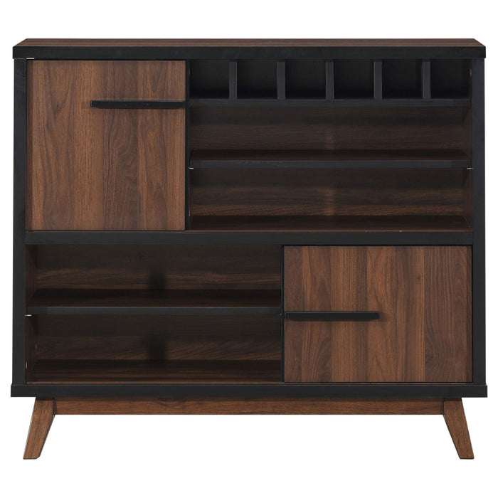 Ezekiel Wine Cabinet with 2 Sliding Doors Walnut and Black