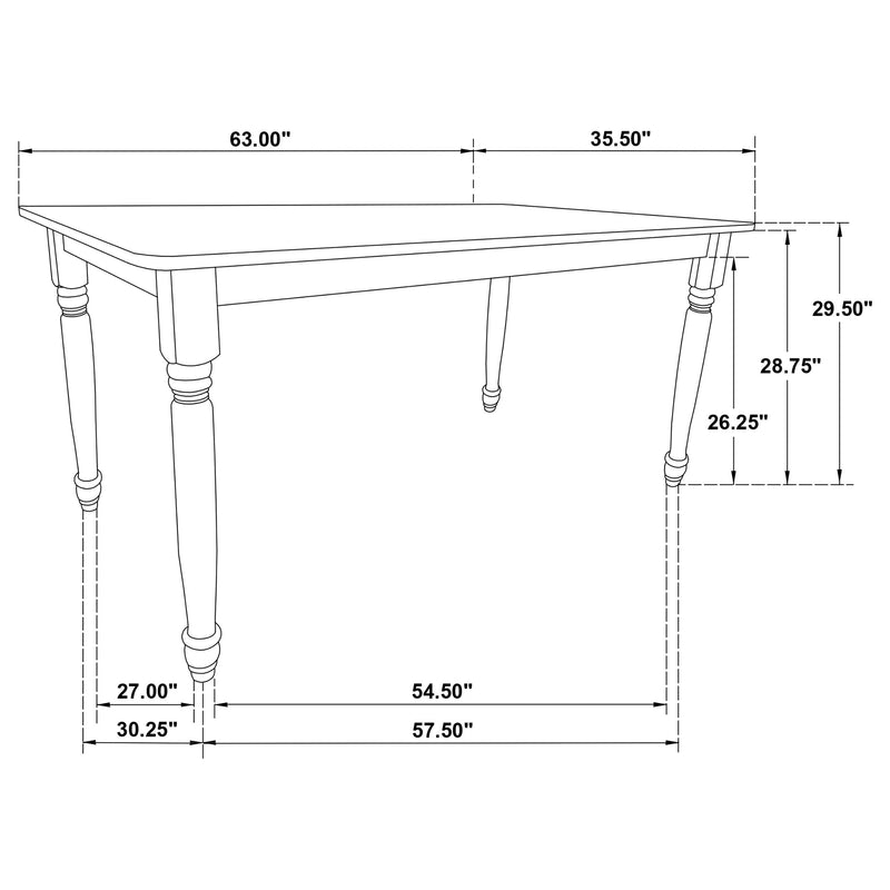 Mesa de comedor rectangular de madera Hollyoak de 63 pulgadas Nogal
