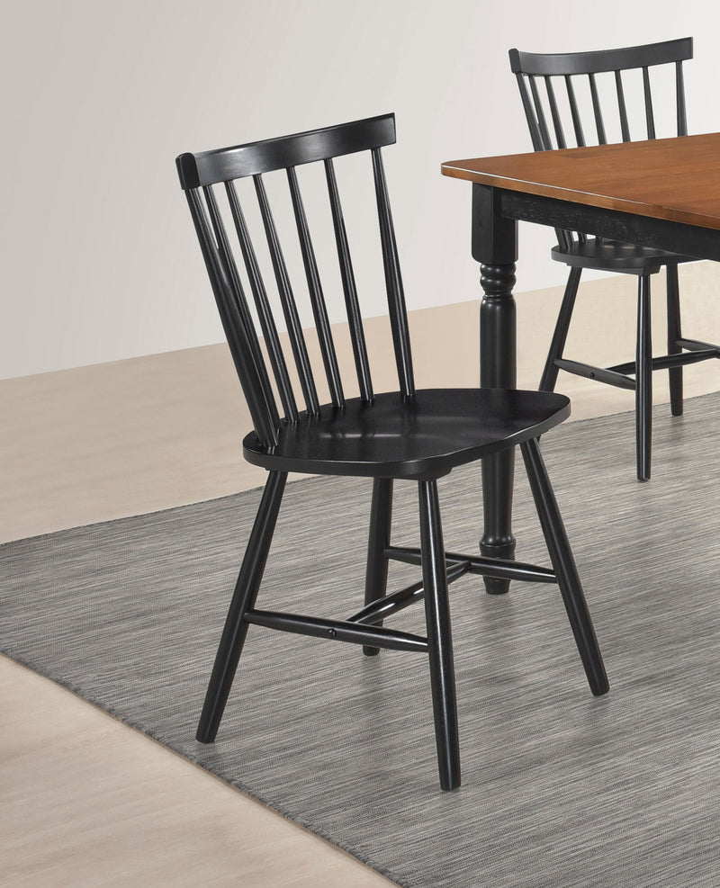 Silla auxiliar de comedor de madera Windsor Hollyoak, negra (juego de 2)