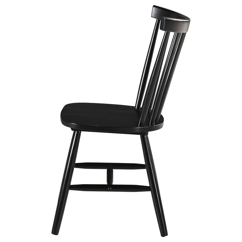 Silla auxiliar de comedor de madera Windsor Hollyoak, negra (juego de 2)