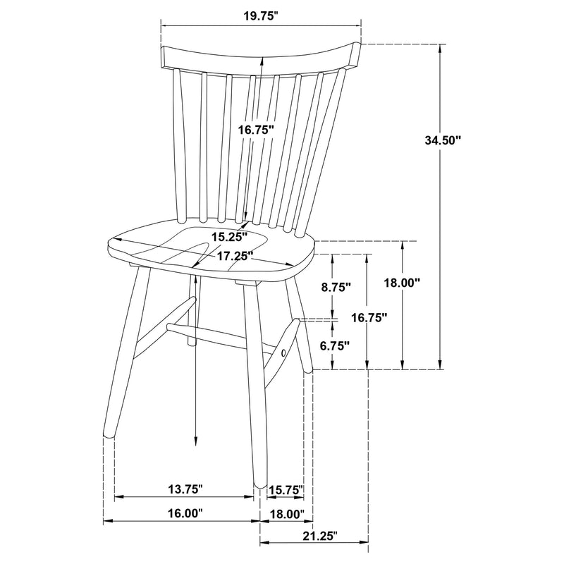 Silla auxiliar de comedor de madera Windsor Hollyoak, negra (juego de 2)