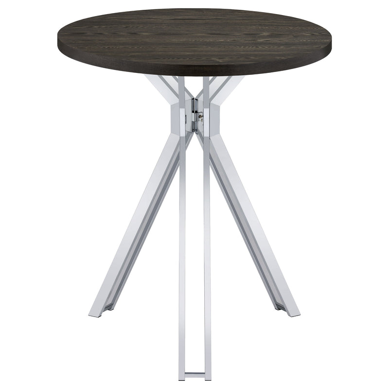 Mesa alta de bar estilo bistró Edgerton redonda de 35 pulgadas de altura, en roble oscuro