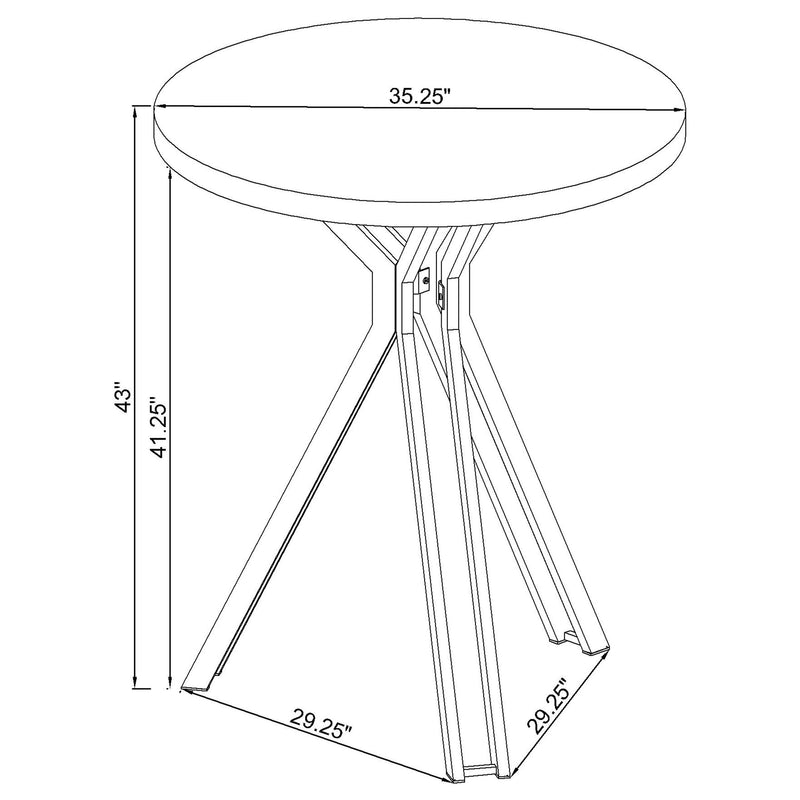 Mesa alta de bar estilo bistró Edgerton redonda de 35 pulgadas de altura, en roble oscuro