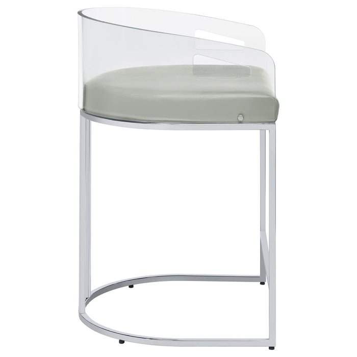 Thermosolis Acrylic Back Counter Height Stools Grey and Chrome (Set of 2)