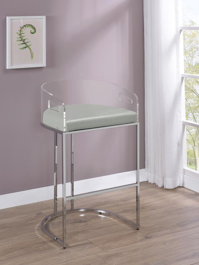Silla de bar de acrílico transparente con cromo Thermosolis (Juego de 2)