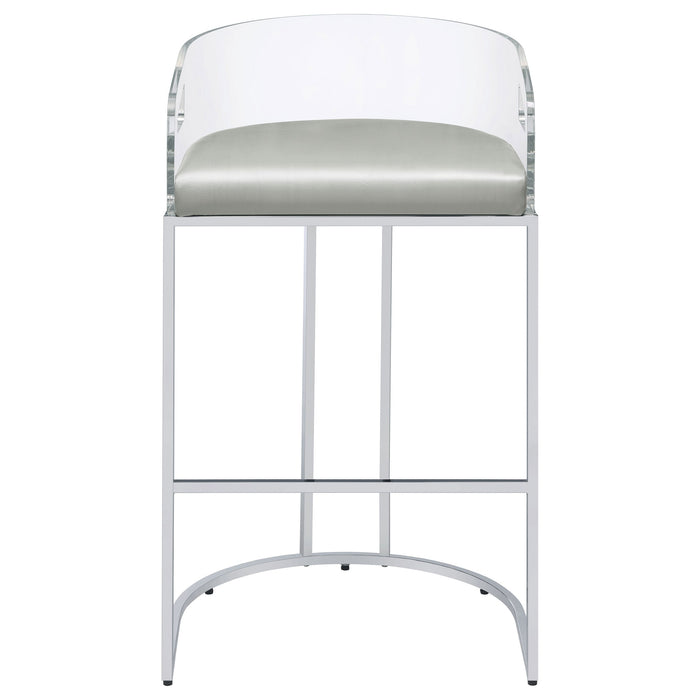 Thermosolis Acrylic Back Bar Stools Grey and Chrome (Set of 2)