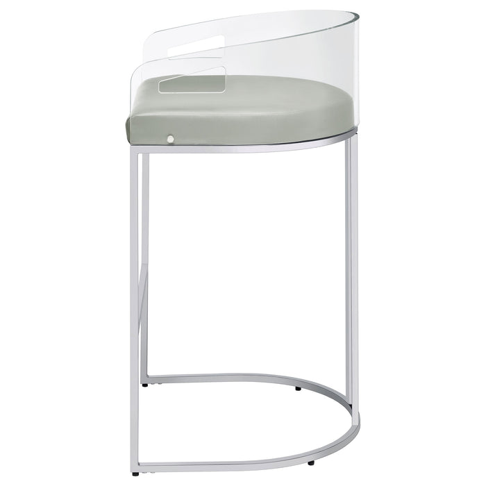 Thermosolis Acrylic Back Bar Stools Grey and Chrome (Set of 2)