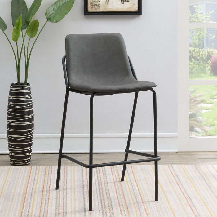 Earnest Solid Back Upholstered Bar Stools Grey and Black (Set of 2)