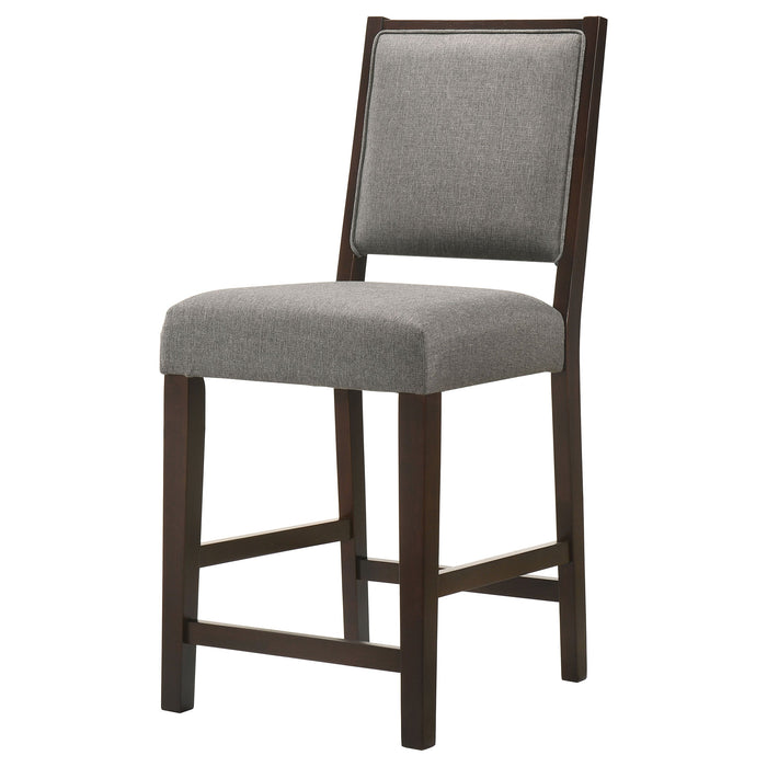 Bedford Upholstered Open Back Bar Stools with Footrest (Set of 2) Grey and Espresso