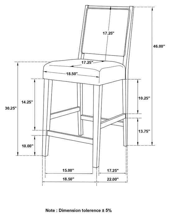 Bedford Upholstered Open Back Bar Stools with Footrest (Set of 2) Grey and Espresso