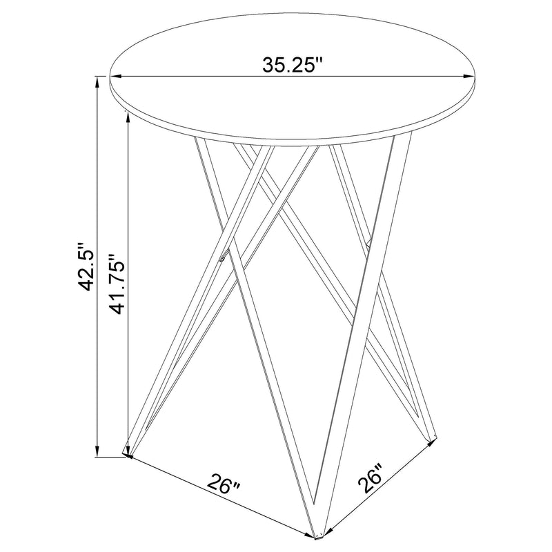 Mesa de bar bistró Bexter redonda de 35 pulgadas de mármol sintético, cromada