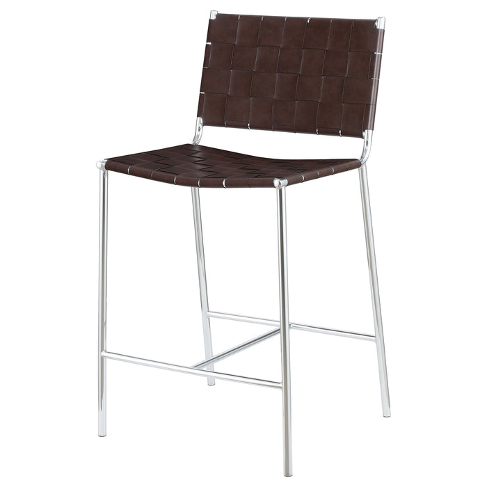 Adelaide Upholstered Counter Height Stool with Open Back Brown and Chrome