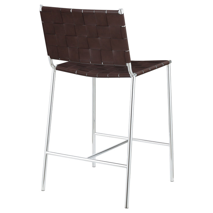 Adelaide Upholstered Counter Height Stool with Open Back Brown and Chrome