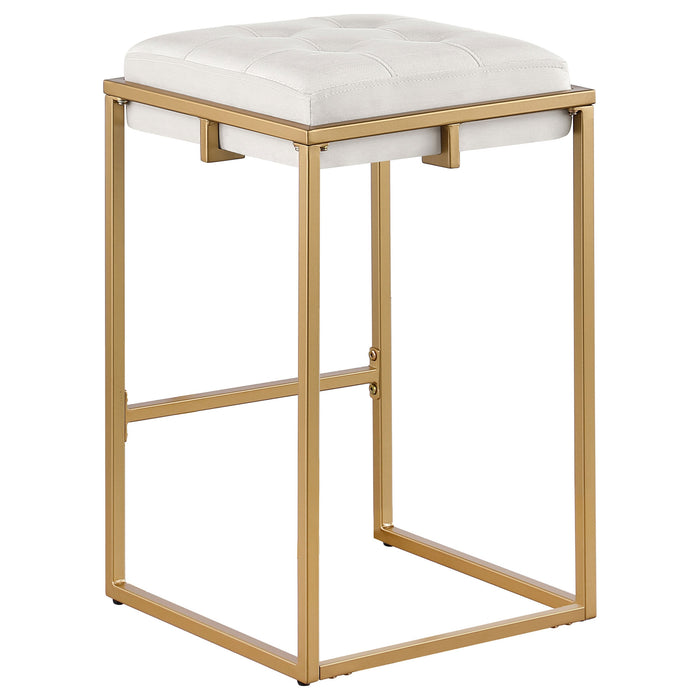 Nadia Square Padded Seat Bar Stool (Set of 2) Beige and Gold