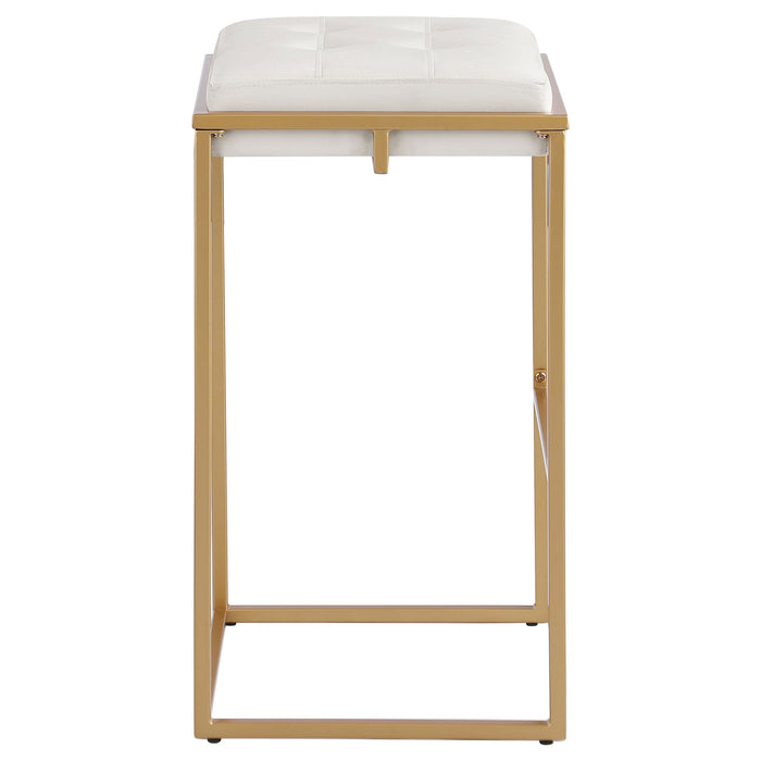 Nadia Square Padded Seat Bar Stool (Set of 2) Beige and Gold